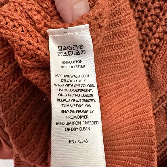 CUPCAKES AND CASHMERE | Cable-Knit Button Cardigan in Rust Orange - Picture 7 of 8